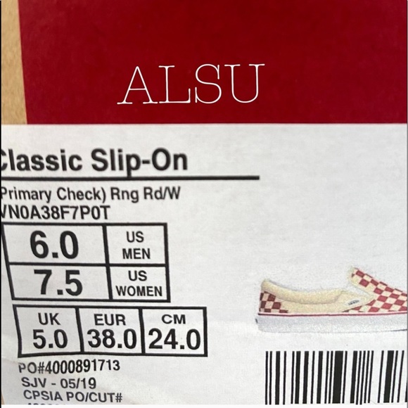 VANS Classic Slip On Primary Check Red Canvas WMNS - Picture 8 of 8